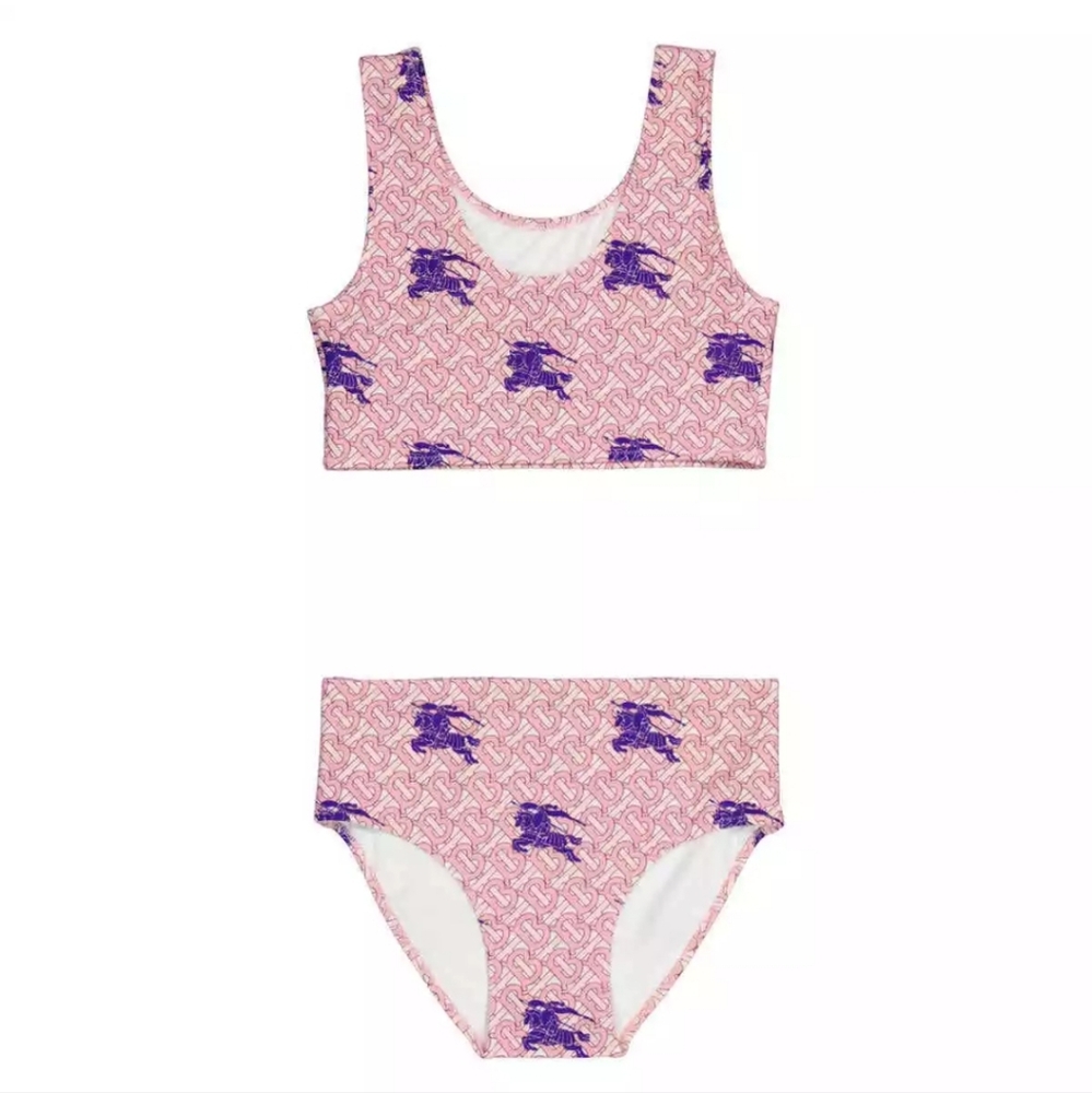 Burberry Girl's TB Noor Equestrian Knight-Print Two-Piece Bikini Swimsuit